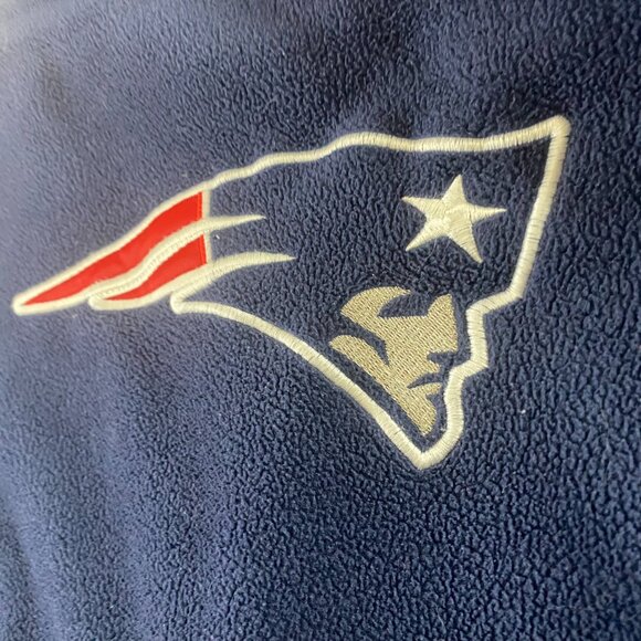 Vintage Reebok NFL New England Patriots 1/4 Zip Fleece Size 2XL Navy Sweater Y2K - Picture 10 of 13